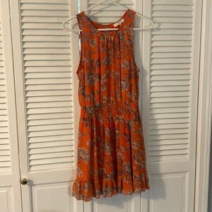 Orange Floral Summer Dress - Grad Parties, Summer Concerts
